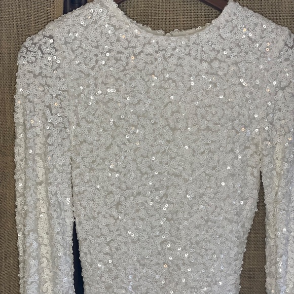 Like New! ROSEDRESS white sequin mini dress homecoming HoCo dance SMALL bodycon - Picture 8 of 12
